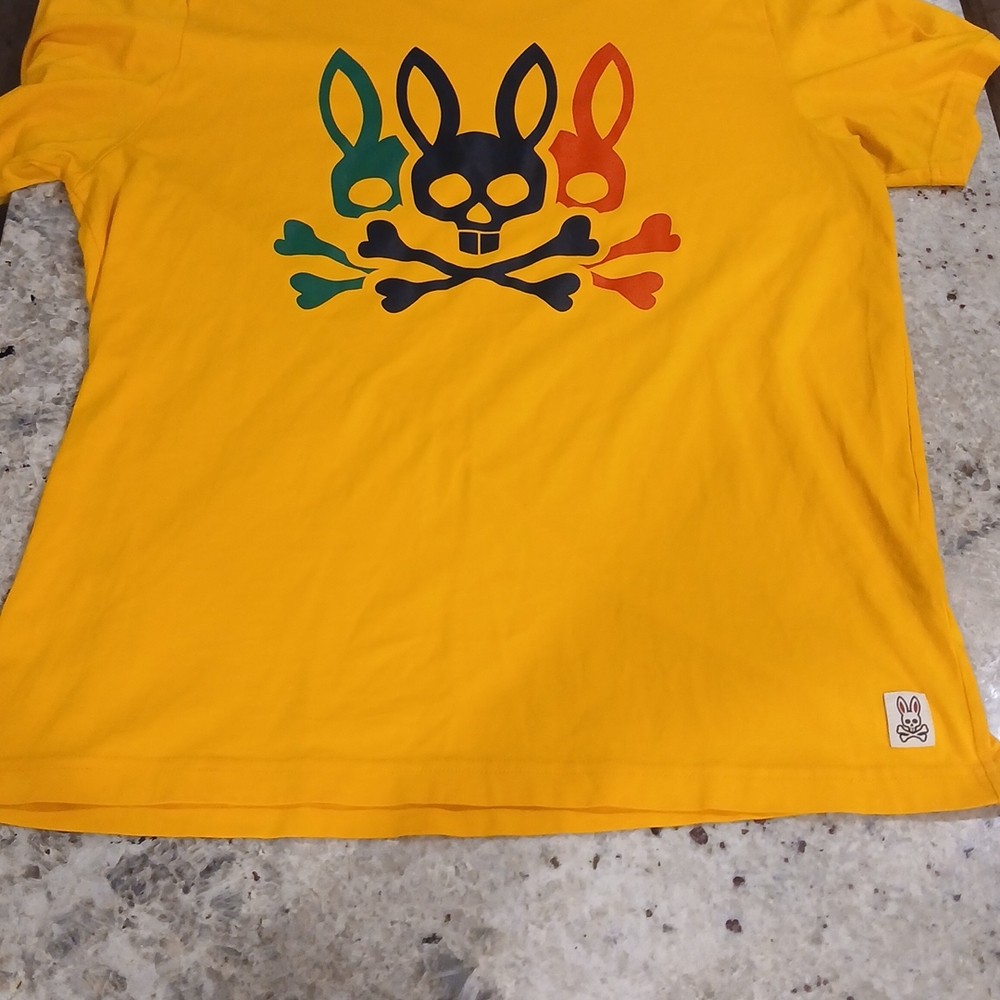 Yellow Kids Shirt with Bunny Skull Design